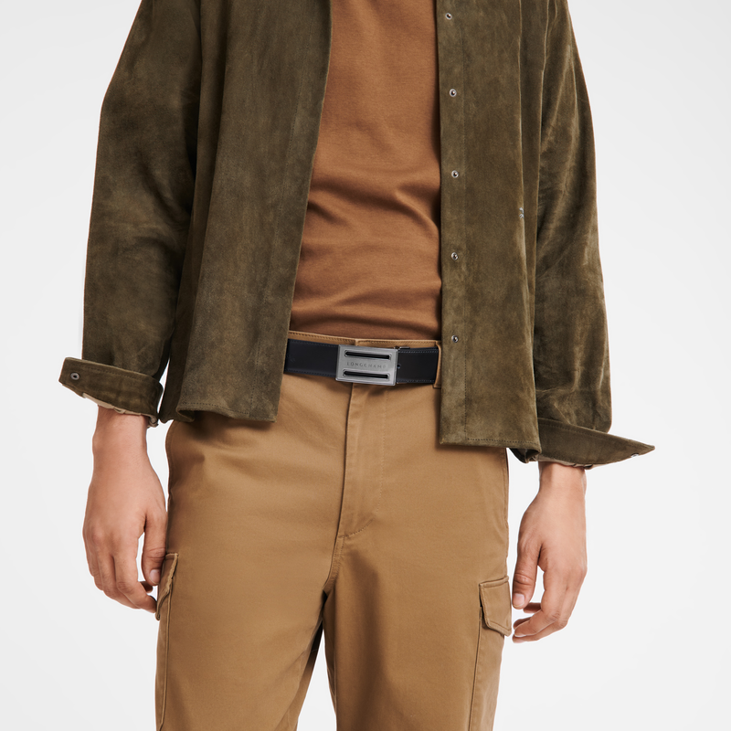 Delta Box Men's belt Black/Mocha - Leather