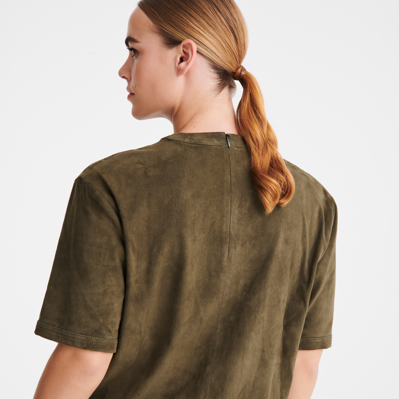 Short leather top Khaki - Leather