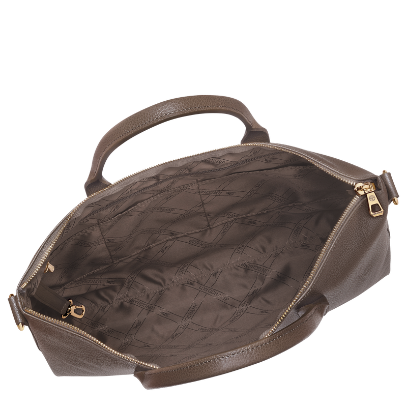 Le Foulonné S Briefcase Taupe - Leather