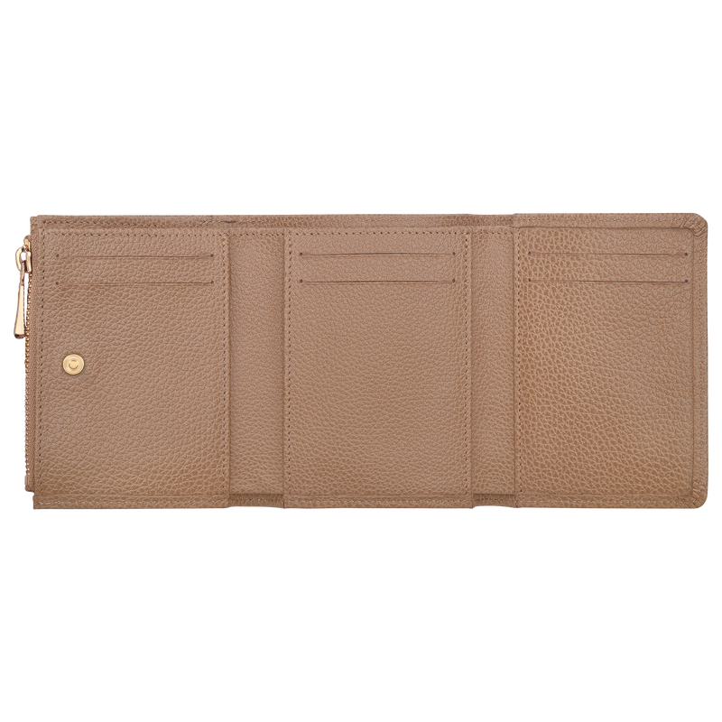 Le Foulonné Compact wallet Biscuit - Leather