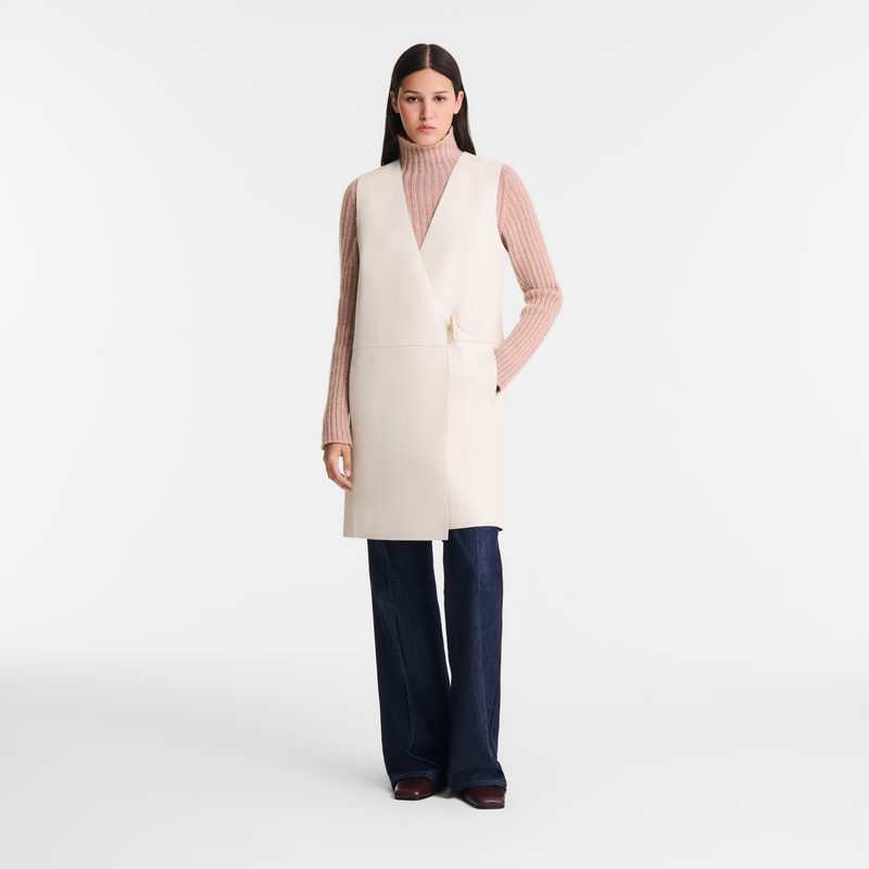 Sleeveless jacket Ecru - Leather