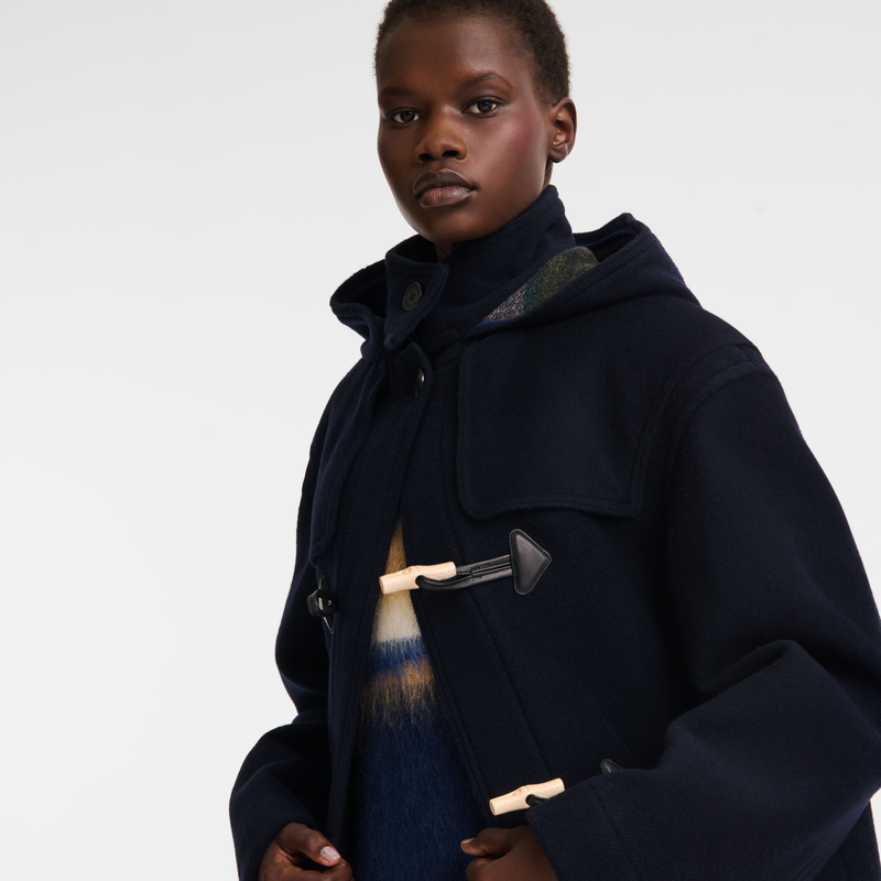 Duffle Coat Navy - Double-faced wool cloth