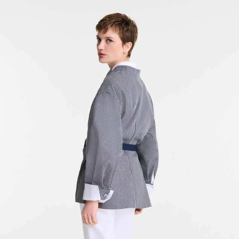 Jacket Navy - Jacquard stripes