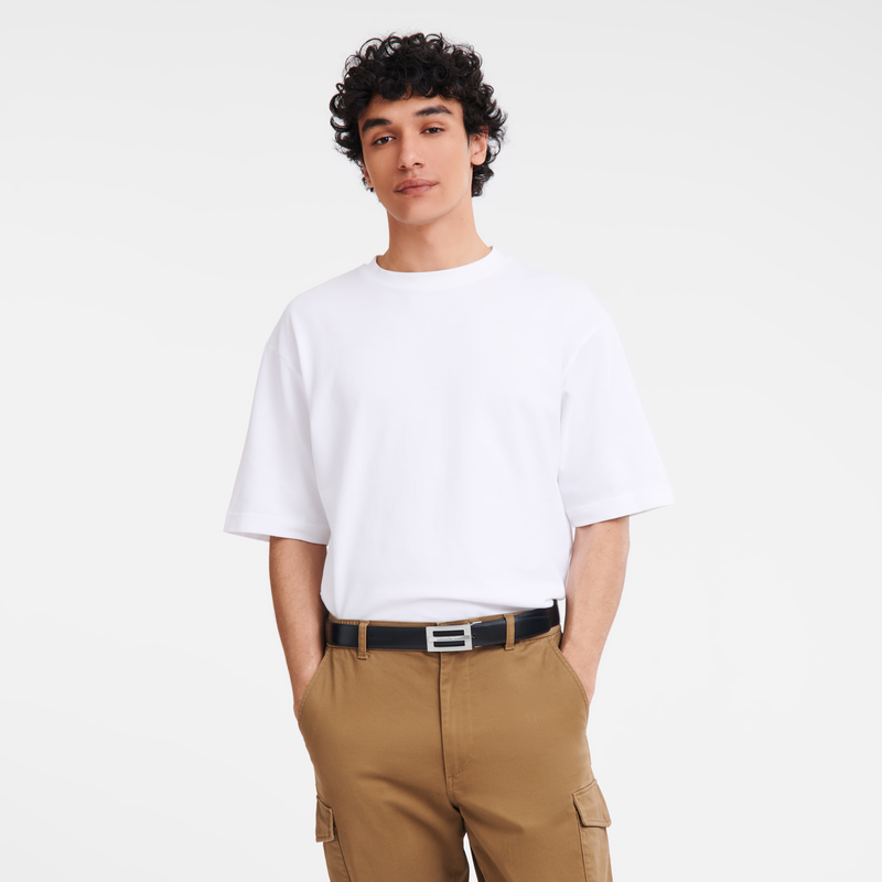 Delta Box Men's belt Black/Mocha - Leather