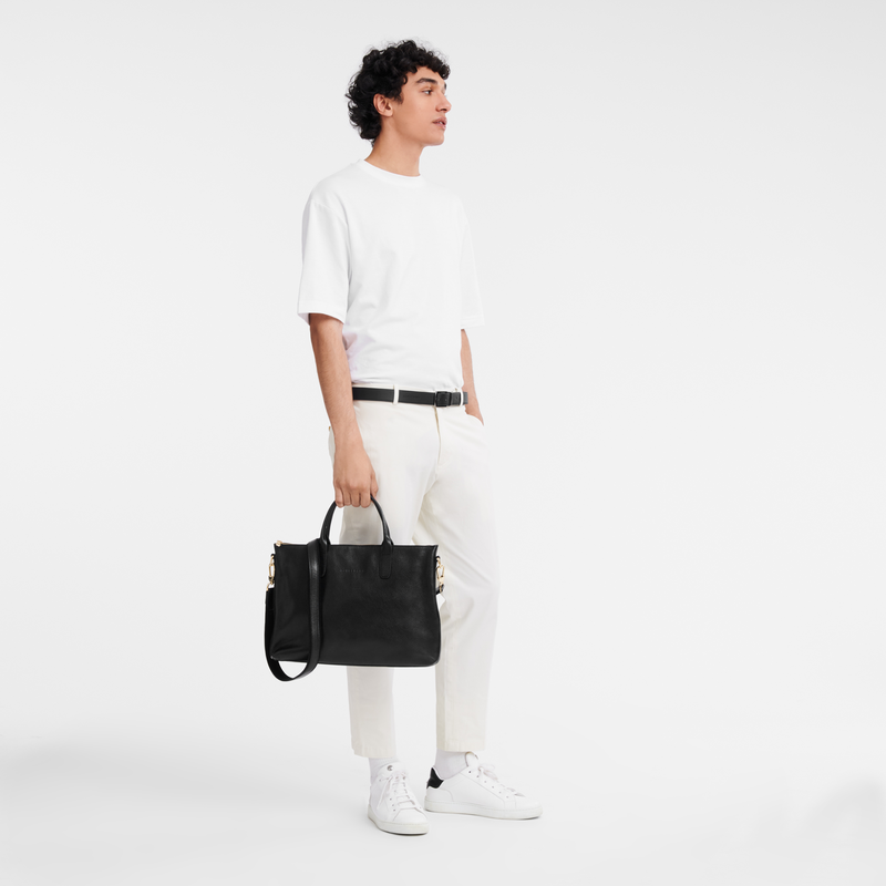 Le Foulonné S Briefcase Black - Leather