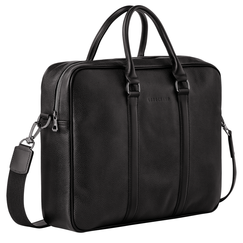 Le Foulonné M Briefcase Black - Leather