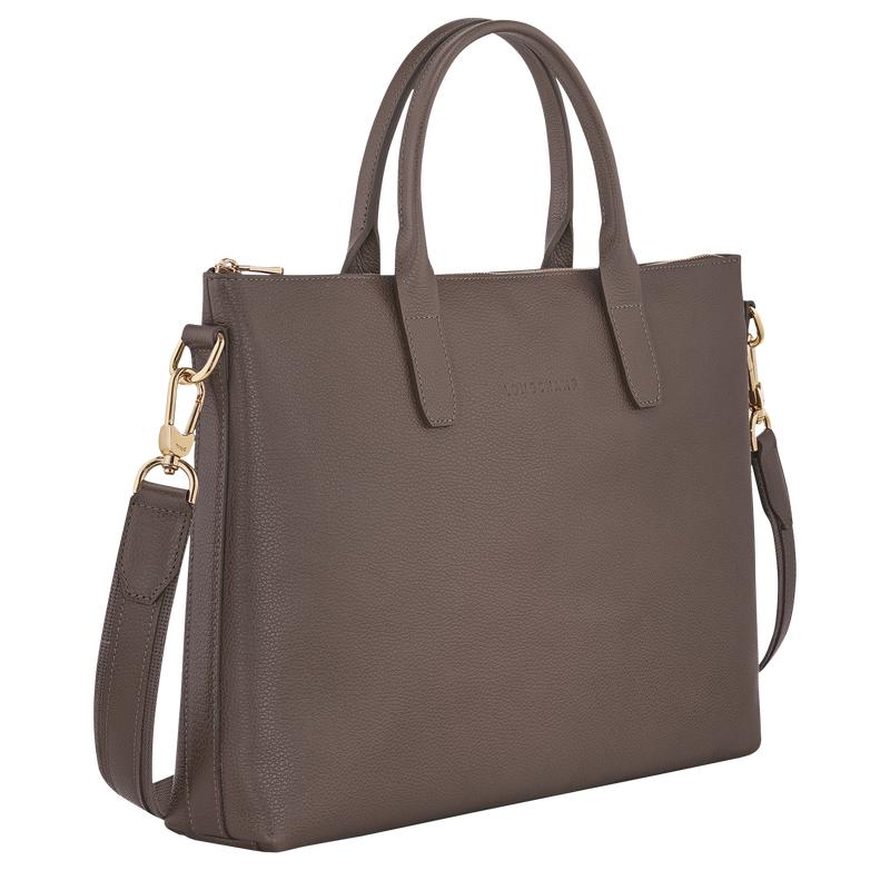 Le Foulonné S Briefcase Taupe - Leather
