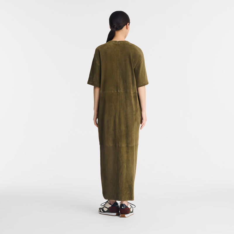 Leather long dress Khaki - Leather