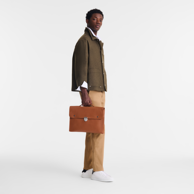 Le Foulonné S Briefcase Caramel - Leather