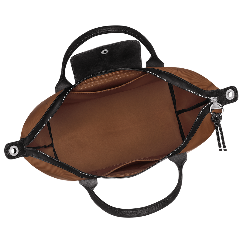 Le Pliage Energy L Handbag Chocolate - Recycled canvas