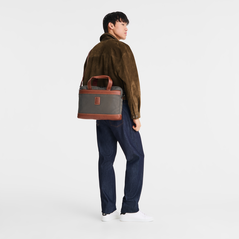 Boxford S Briefcase Brown - Recycled canvas