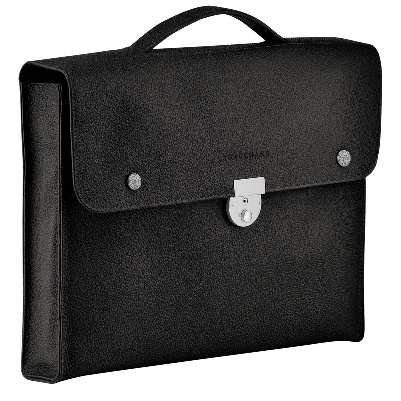 Le Foulonné S Briefcase Black - Leather