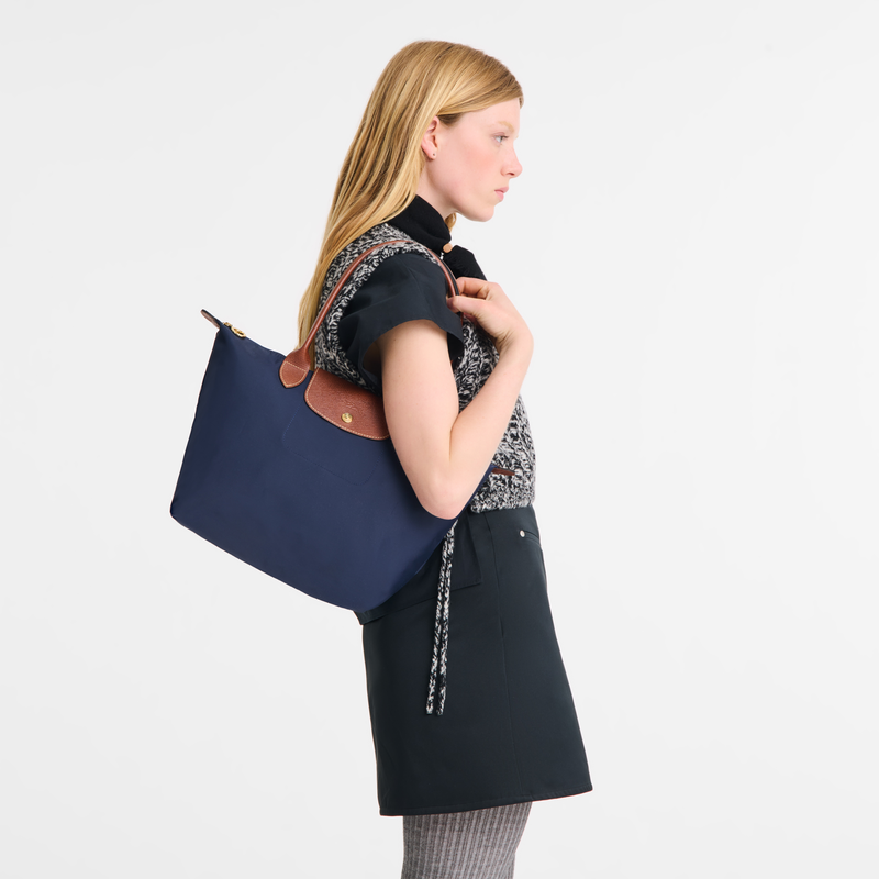 Le Pliage Original M Tote bag Navy - Recycled canvas