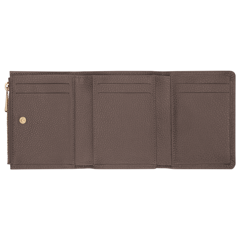 Le Foulonné Compact wallet Taupe - Leather