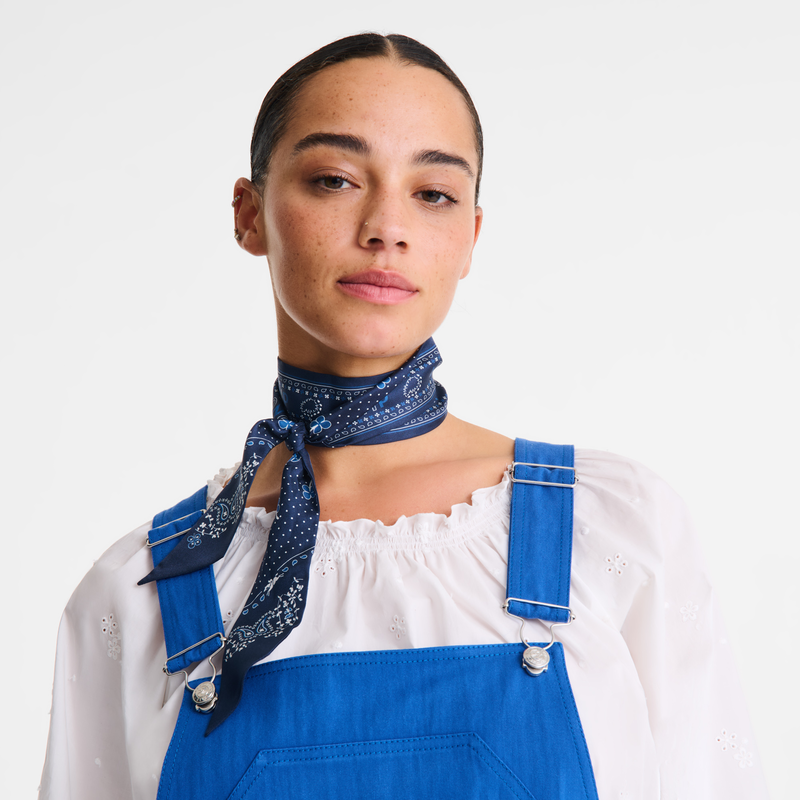 French Bandana Headband Navy - Silk