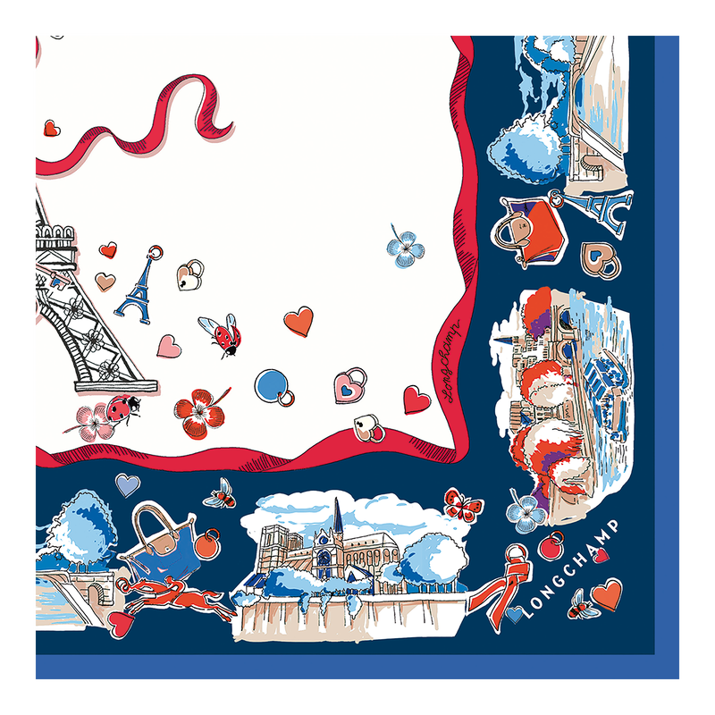 Equestrian Tower Silk scarf 50 Ecru - Silk