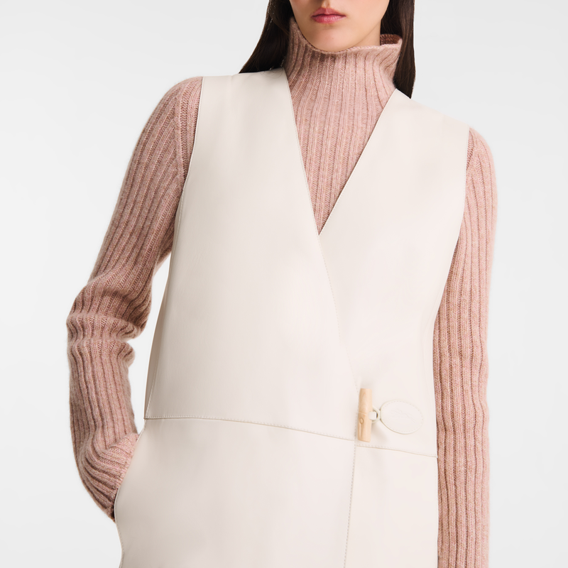 Sleeveless jacket Ecru - Leather