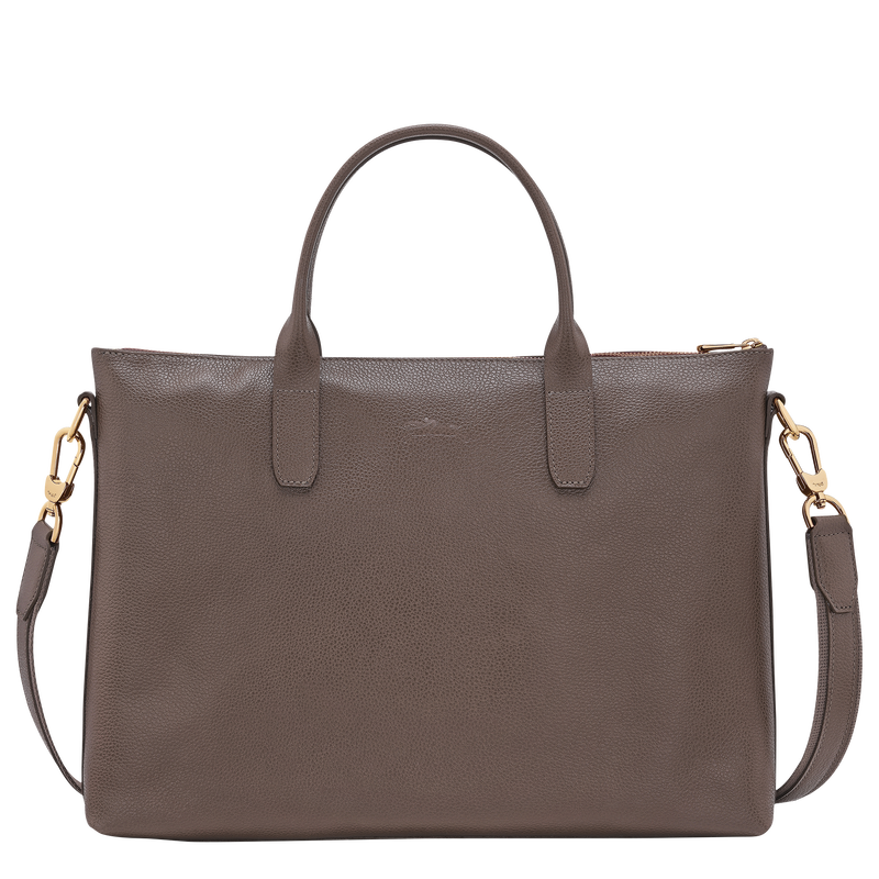 Le Foulonné S Briefcase Taupe - Leather