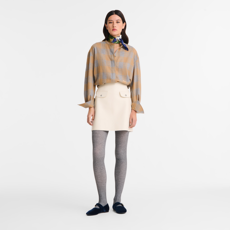 Shirt Camel/Grey - Jacquard wool