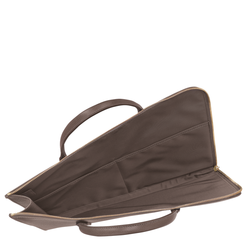 Le Foulonné S Briefcase Taupe - Leather