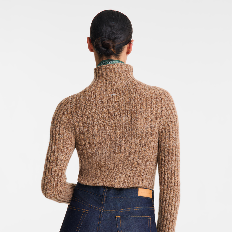 High neck sweater Chocolate - Knit