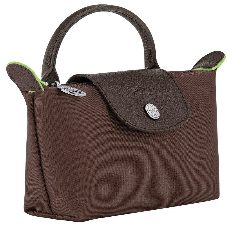 Le Pliage Green Pouch with handle Mocha - Recycled canvas