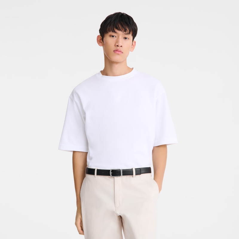 Le Foulonné Men's belt Black/Caramel - Leather