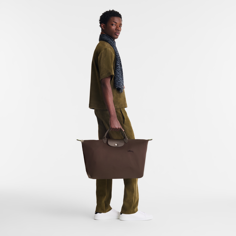Le Pliage Green L Travel bag Mocha - Recycled canvas