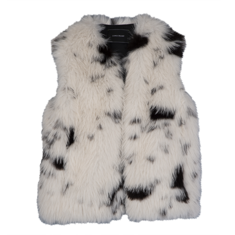 Sleeveless cardigan Black/White - Faux fur