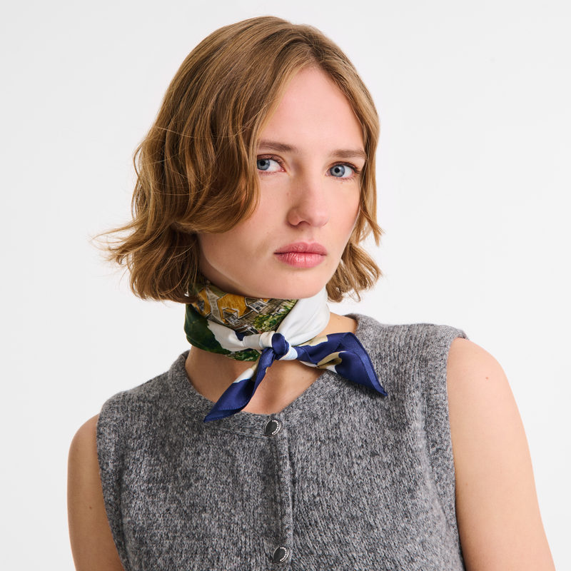 Pastoral Beauty Silk scarf 70 Navy - Silk