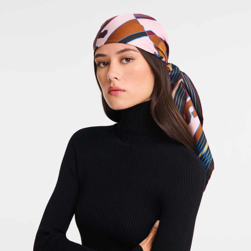 Longchamp League Silk scarf 90 Burgundy - Silk