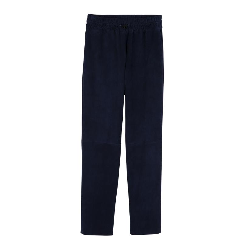 Leather straight pants Navy - Leather