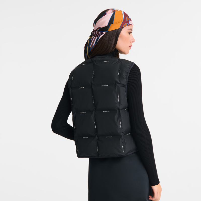 Sleeveless cardigan Black - Quilted techno-taffeta