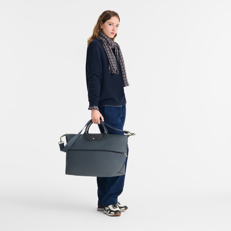 Le Pliage Green Travel bag expandable Graphite - Recycled canvas