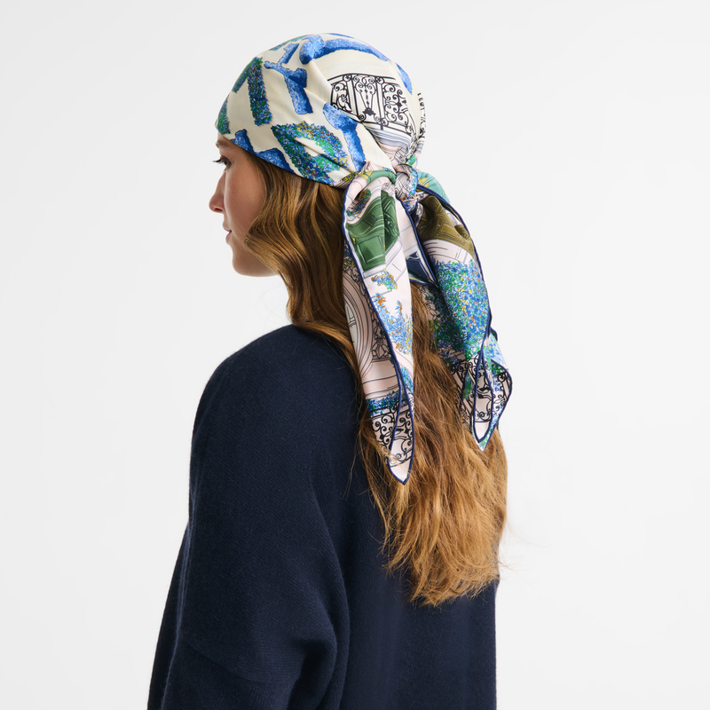 Jardin Parisien Silk scarf 90 Navy - Silk
