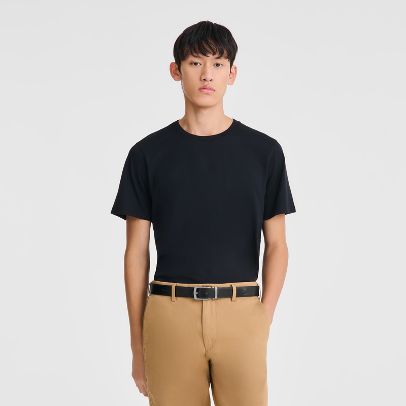 Delta Box Men's belt Black/Mocha - Leather