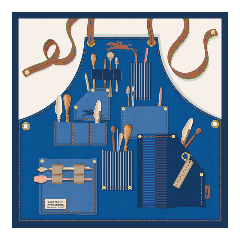 Longchamp Worker Silk scarf 50 Navy - Silk