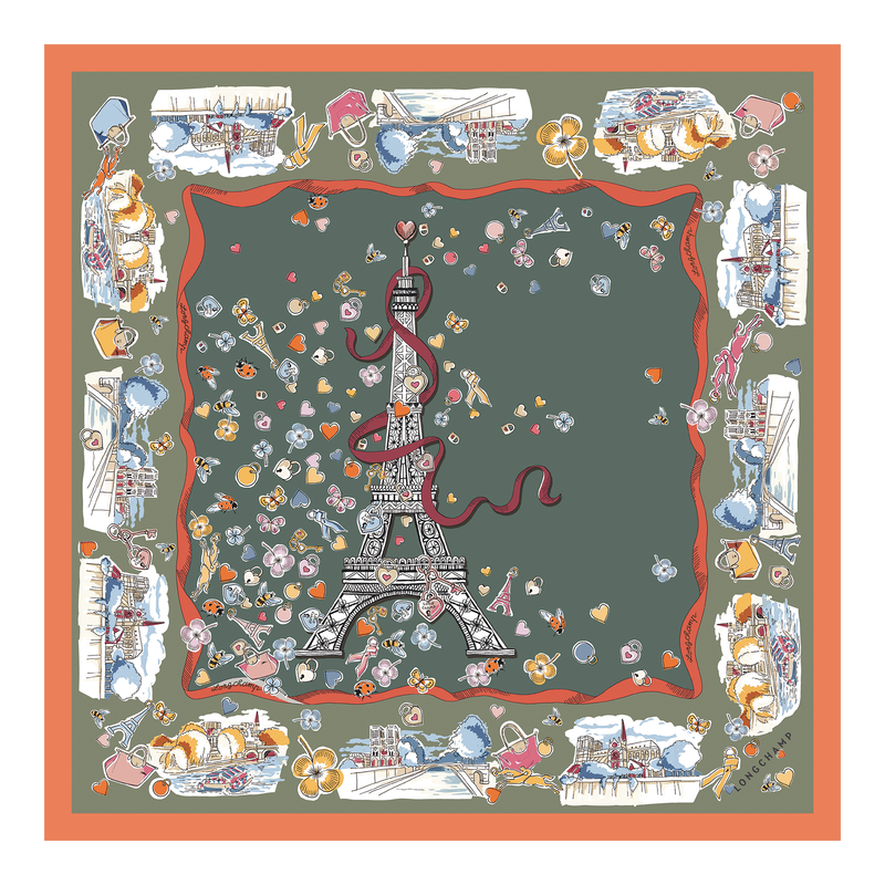 Equestrian Tower Silk scarf 50 Oregano - Silk