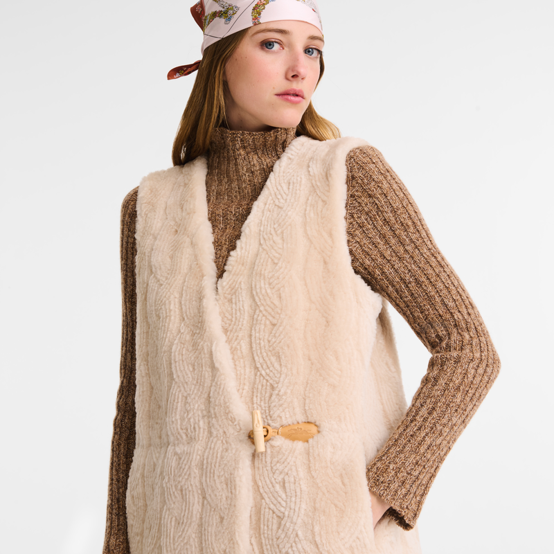 Sleeveless jacket Ecru - Leather