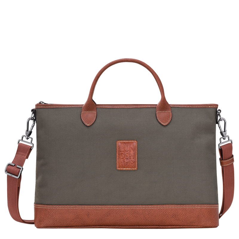 Boxford S Briefcase Brown - Recycled canvas