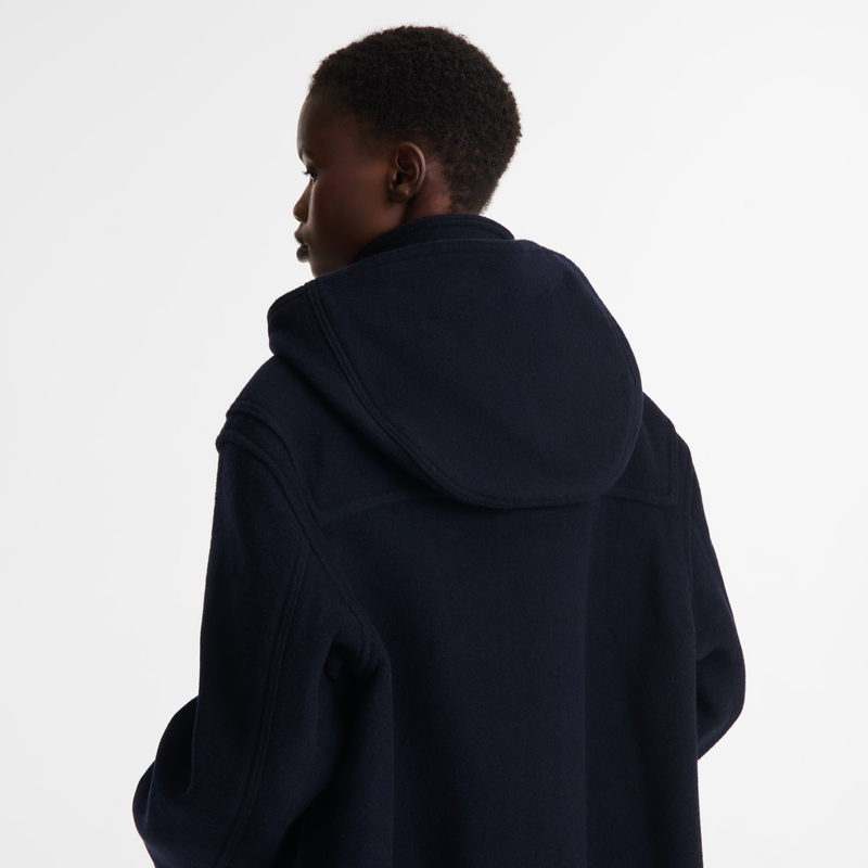Duffle Coat Navy - Double-faced wool cloth