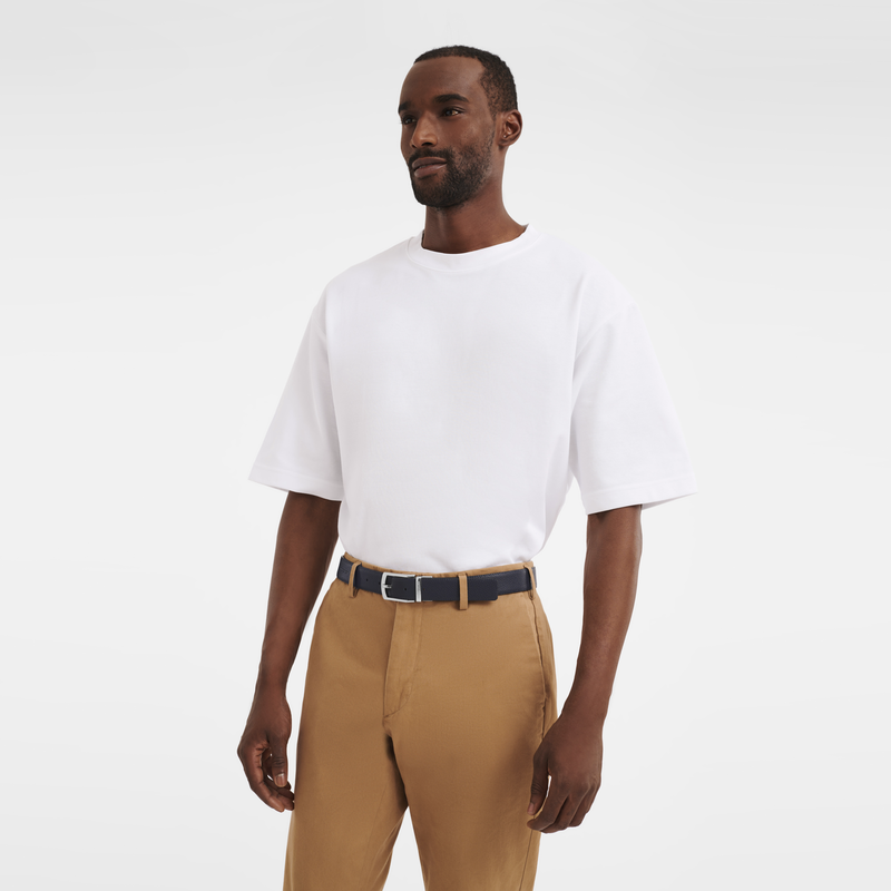 Le Foulonné Men's belt Black/Navy - Leather