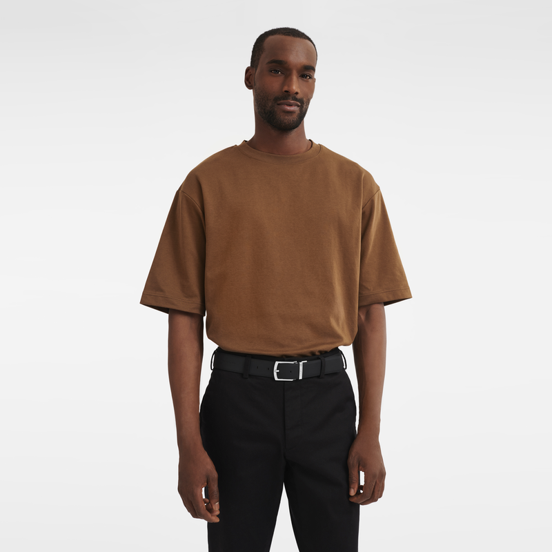 Le Foulonné Men's belt Mocha/Black - Leather