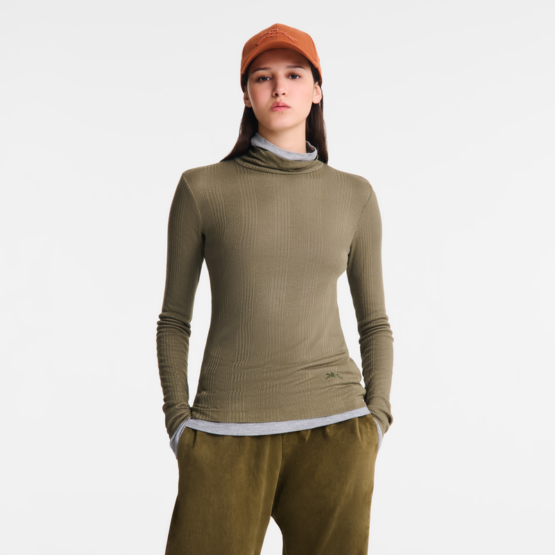 Thin turtleneck sweater Khaki - Jersey