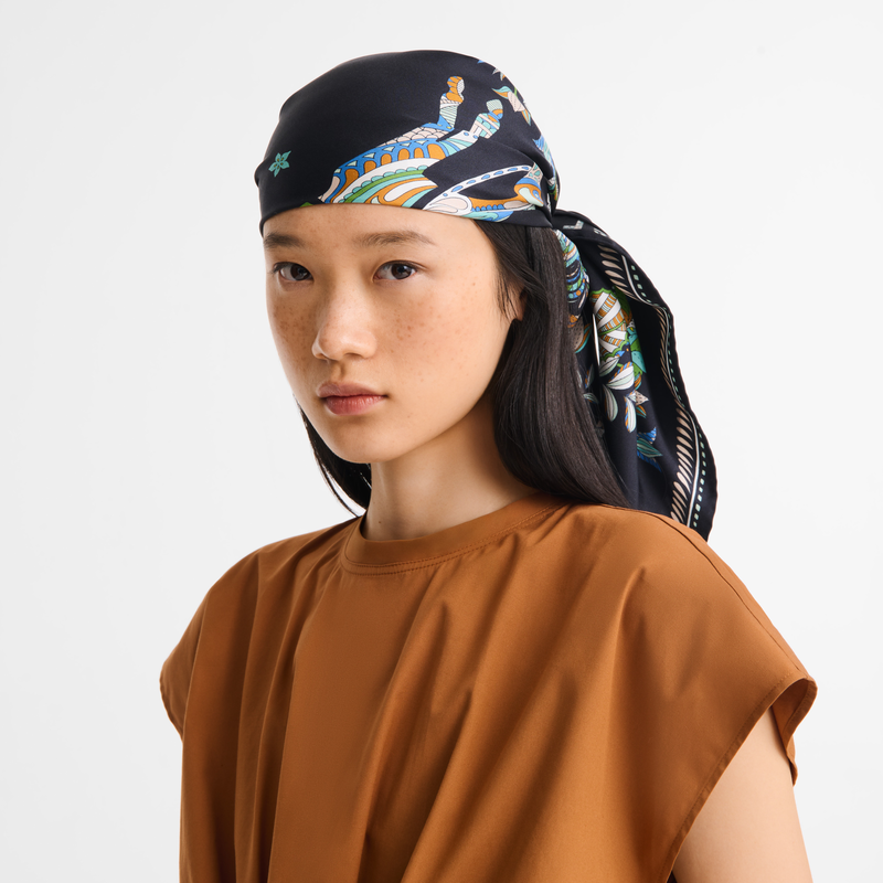 Forêt Longchamp Silk scarf 90 Atlantic - Silk