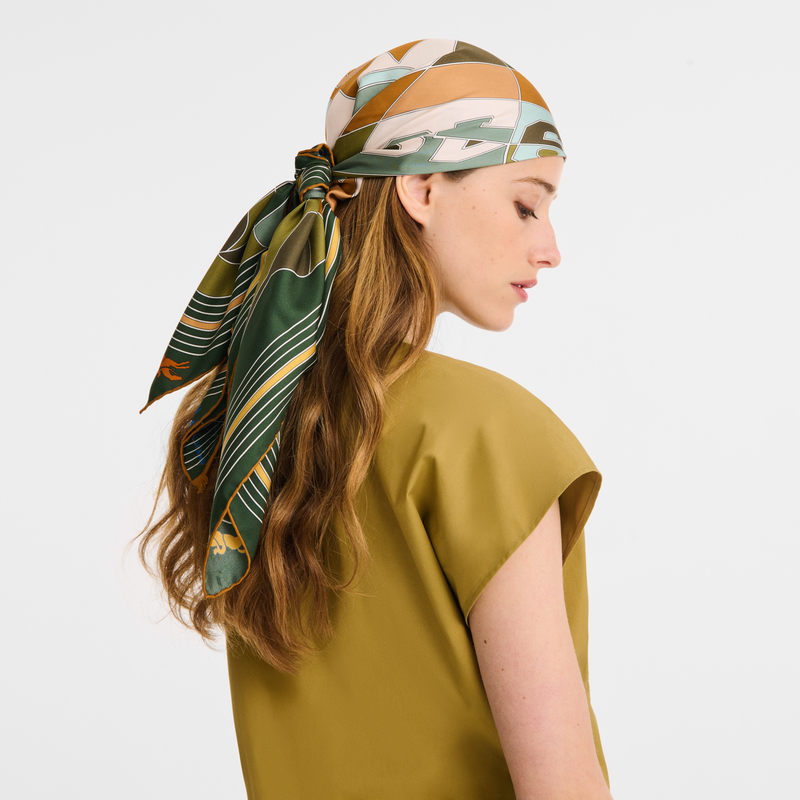Longchamp League Silk scarf 90 Nutmeg - Silk