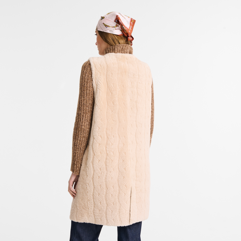 Sleeveless jacket Ecru - Leather