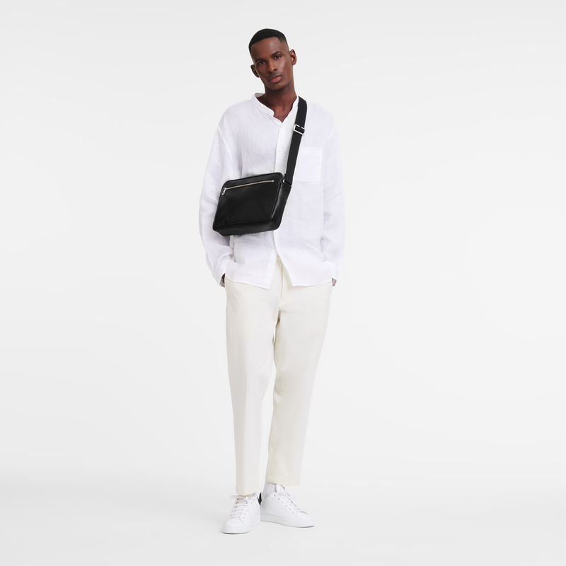 Le Foulonné M Camera bag Black - Leather