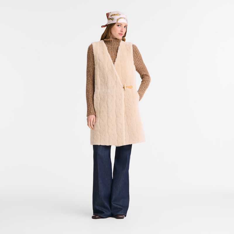 Sleeveless jacket Ecru - Leather