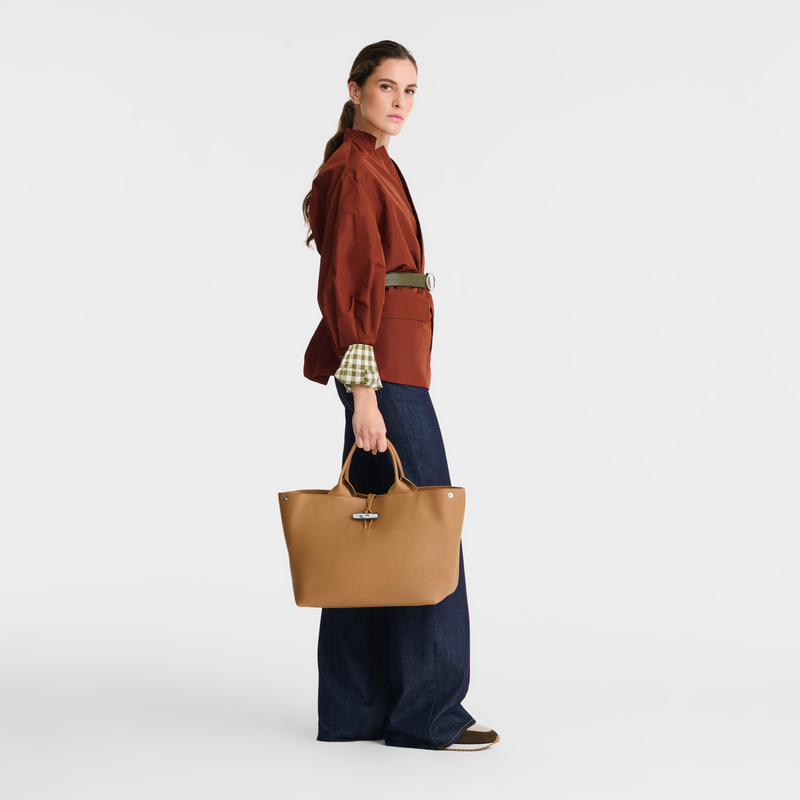 Le Roseau L Handbag Walnut - Leather